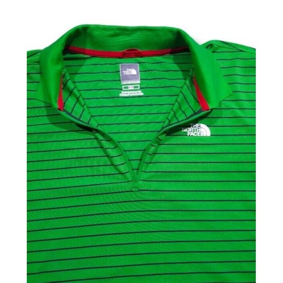 The North Face Mens Medium Green Striped Quarter Zip Short Sleeve Polo Shirt EUC - Picture 5 of 16